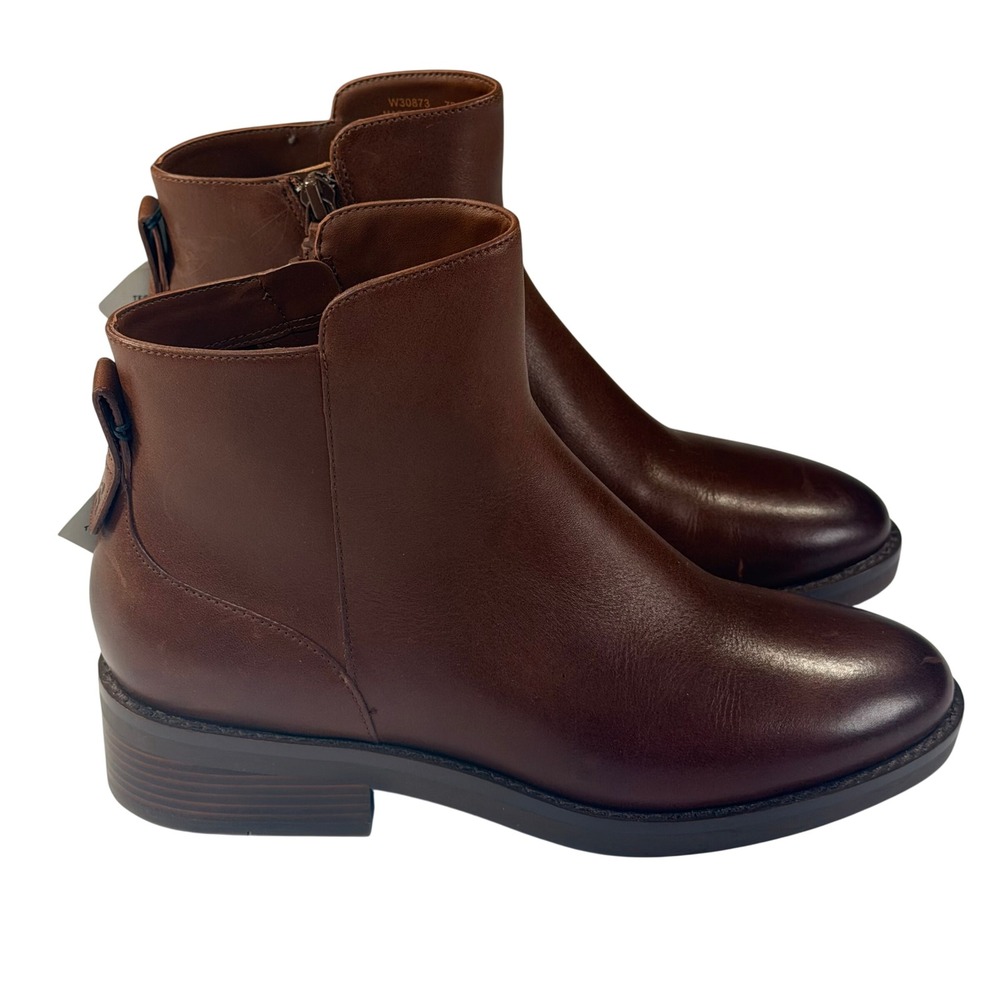 NEW‎ Cole Haan Ramona Boots Womens 7 Brown Leather Waterproof Ankle Classic Zip